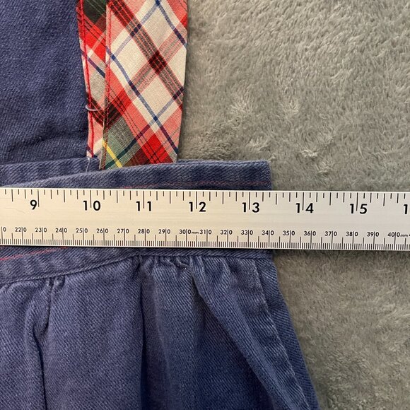 Vtg Women Cottagecore Peasant Trad Wife Overall Soft Denim Plaid Midi Dress 13 - Picture 9 of 13